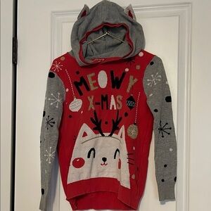 Red and Gray Meowy Christmas Hoodie